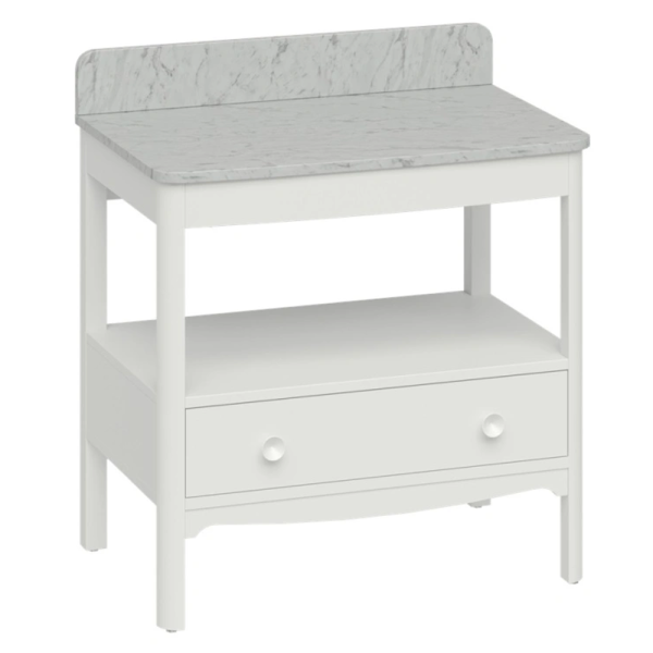 Burlington Guild 850mm Floor Standing Vanity Unit & Carrara Worktop with Upstand   Varley White