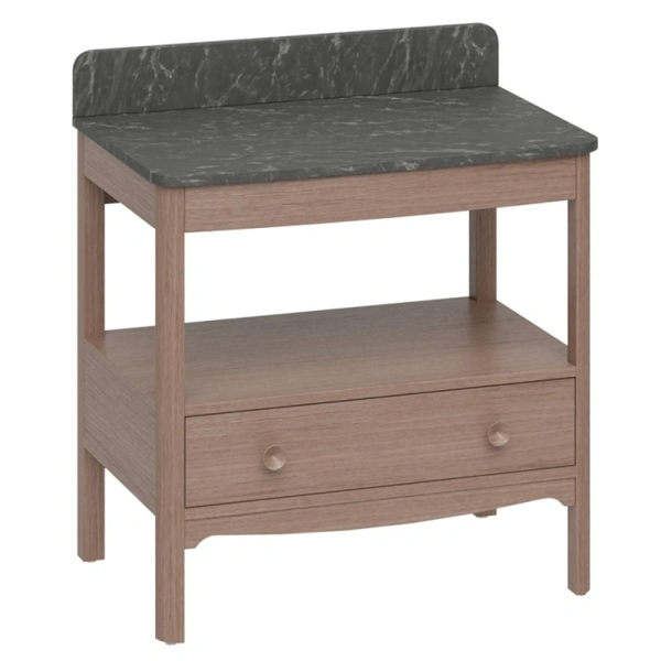 Burlington Guild 850mm Floor Standing Vanity Unit & Marquina Worktop with Upstand   Dark Oak