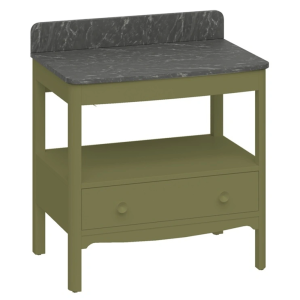 Burlington Guild 850mm Floor Standing Vanity Unit & Marquina Worktop with Upstand   Carlyle Green
