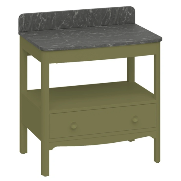 Burlington Guild 850mm Floor Standing Vanity Unit & Marquina Worktop with Upstand   Carlyle Green