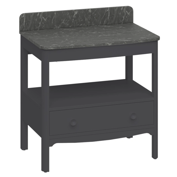 Burlington Guild 850mm Floor Standing Vanity Unit & Marquina Worktop with Upstand   Ashbee Grey