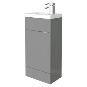 Hudson Reed 405mm Gloss Grey Compact Floor Standing Vanity Unit inc. Basin