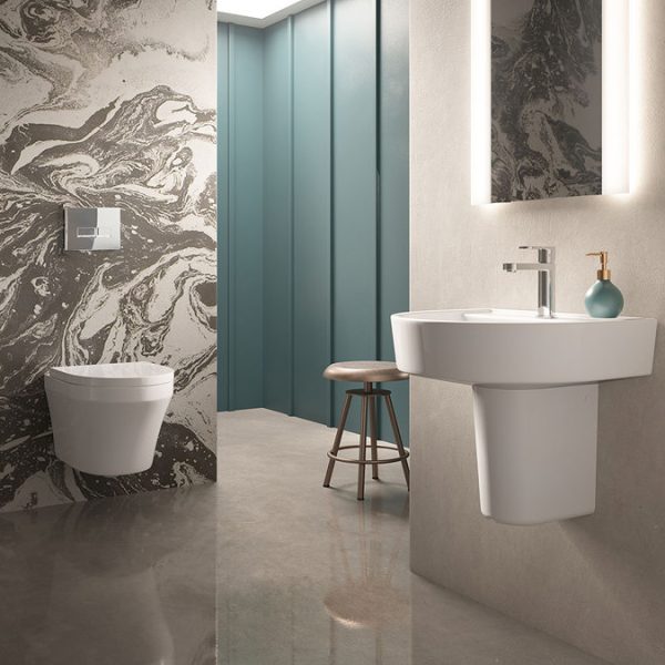 Dual Flush Concealed WC Cistern with Wall Hung Frame + Modern Toilet - Image 5