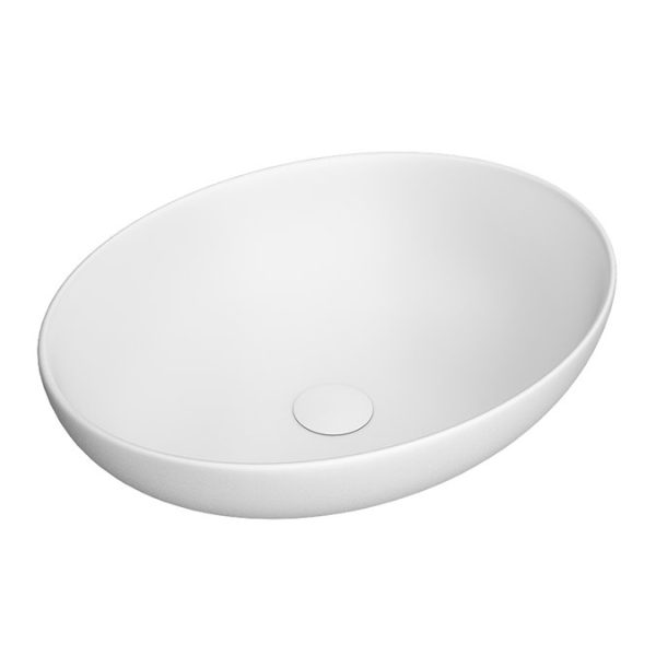 Huxley Oak & Matt Black 600mm Countertop Vanity Unit with Oval Matt White Basin - Image 3