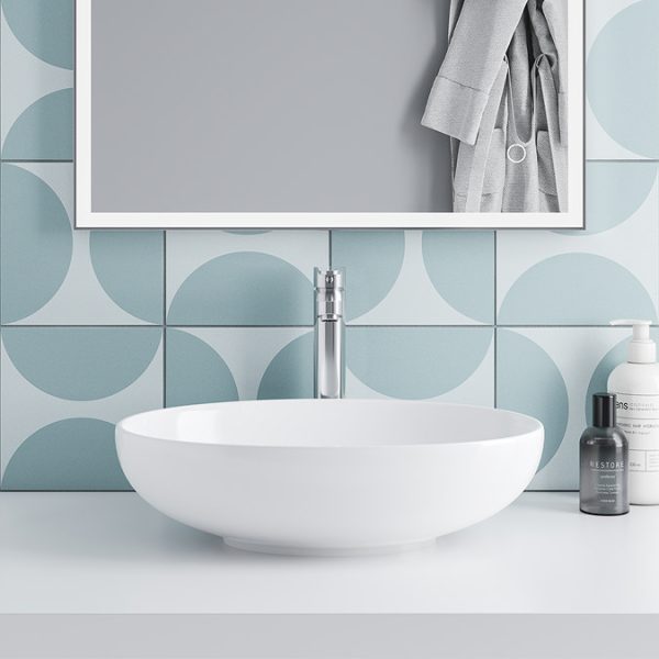Huxley Oak & Matt Black 600mm Countertop Vanity Unit with Oval Matt White Basin - Image 4