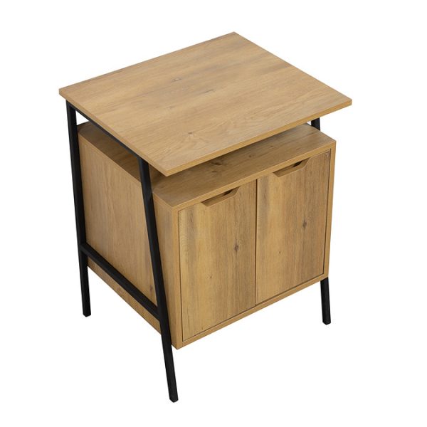 Huxley Oak & Matt Black 600mm Countertop Vanity Unit with Oval Matt White Basin - Image 7