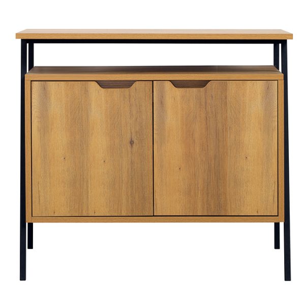Huxley Oak & Matt Black 900mm Countertop Vanity Unit with Rectangular Gloss White Basin - Image 3