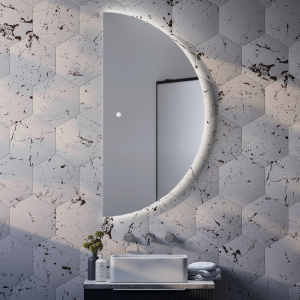 Horizon LED Backlit Semi Circular Mirror 1000 x 500mm with Anti Fog and Touch Sensor