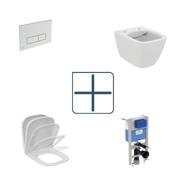 Ideal Standard i.Life S Compact Rimless Toilet + Concealed WC Cistern with Wall Hung Frame (Chrome Flush Plate) - Image 13
