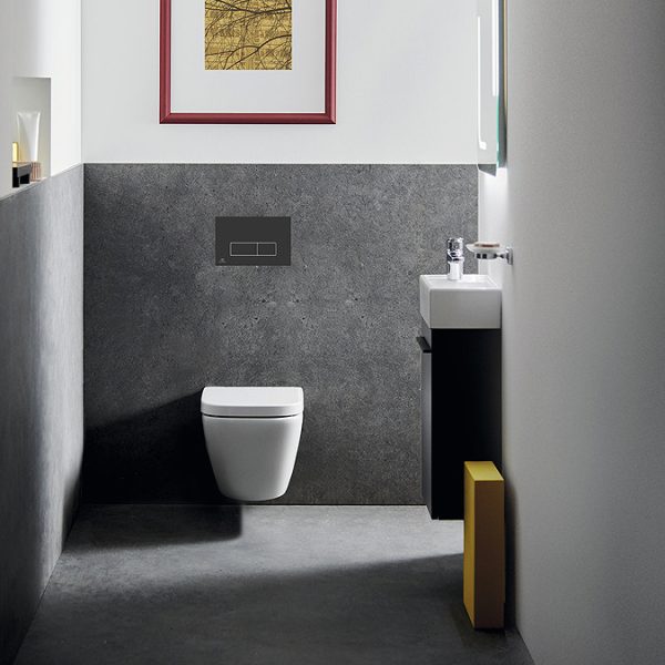 Ideal Standard i.Life S Compact Rimless Toilet + Concealed WC Cistern with Wall Hung Frame (Black Flush Plate) - Image 14