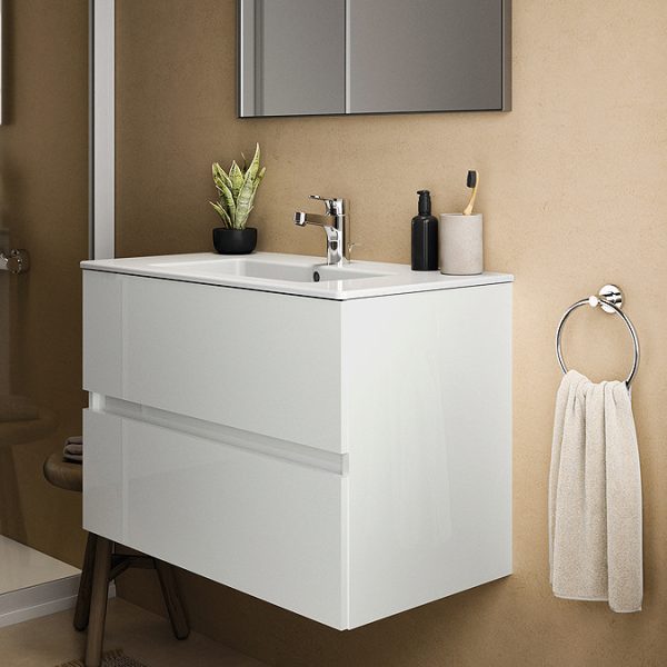 Ideal Standard Eurovit+ 80cm Wall Hung 2 Drawer Vanity Unit with Basin   Gloss White - Image 6