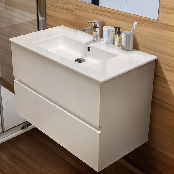 Ideal Standard Eurovit+ 80cm Wall Hung 2 Drawer Vanity Unit with Basin   Gloss White - Image 2
