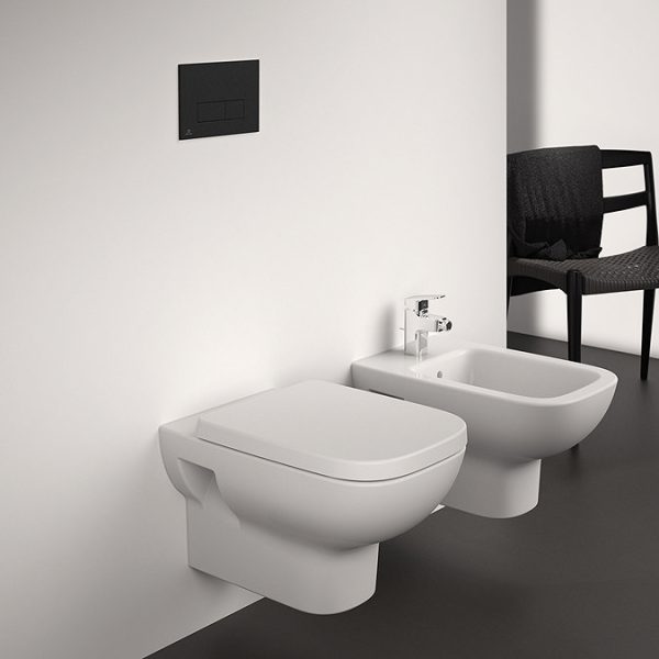 Ideal Standard i.Life A Rimless Toilet + Concealed WC Cistern with Wall Hung Frame (Black Flush Plate) - Image 10