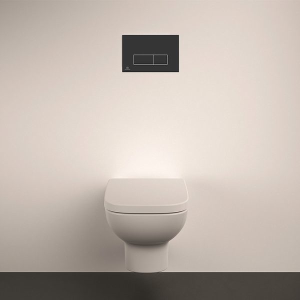 Ideal Standard i.Life A Rimless Toilet + Concealed WC Cistern with Wall Hung Frame (Black Flush Plate) - Image 2