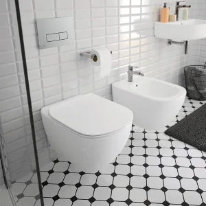Ideal Standard Tesi AquaBlade Toilet + Concealed WC Mechanical Cistern with Wall Hung Frame (Chrome Flush Plate)