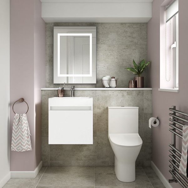 Milan Juno 500 x 360mm Gloss White Wall Hung Vanity Unit - Image 2