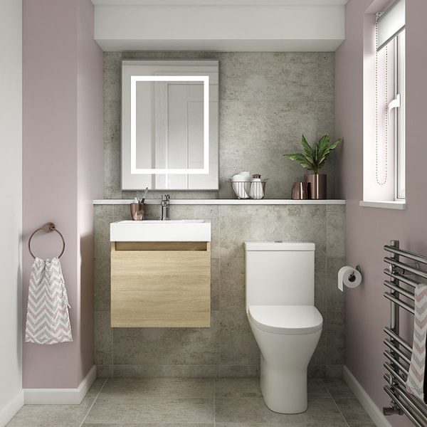 Milan Juno 500 x 360mm Natural Oak Wall Hung Vanity Unit - Image 4