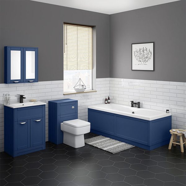 Keswick Blue 600mm Traditional Wall Hung 2 Door Mirror Cabinet - Image 2