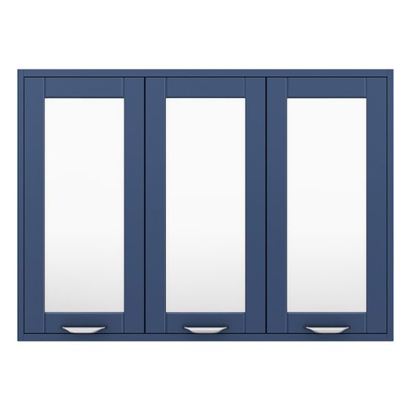 Keswick Blue 900mm Traditional Wall Hung 3 Door Mirror Cabinet - Image 3