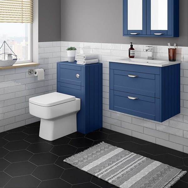 Keswick Blue 620mm Traditional Wall Hung 2 Drawer Vanity Unit - Image 3