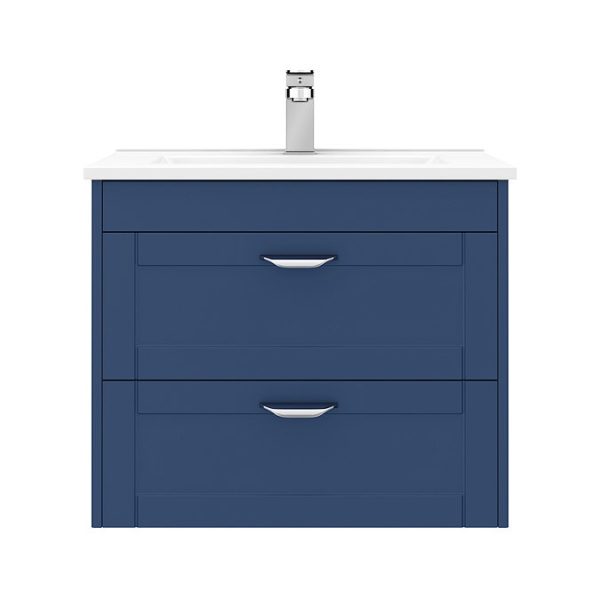 Keswick Blue 620mm Traditional Wall Hung 2 Drawer Vanity Unit - Image 4