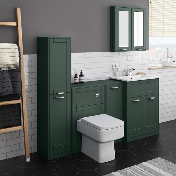 Keswick Green 600mm Traditional Wall Hung 2 Door Mirror Cabinet - Image 2
