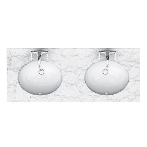 Keswick White 1200 Double Basin Vanity Unit with White Marble Basin Top - Image 2