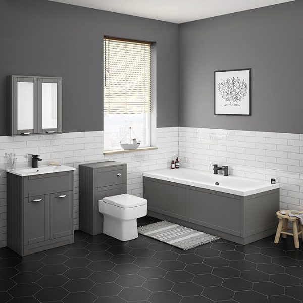 Keswick Grey 600mm Traditional Wall Hung 2 Door Mirror Cabinet - Image 2