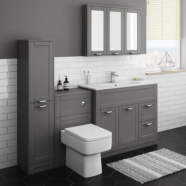 Keswick Grey 900mm Traditional Wall Hung 3 Door Mirror Cabinet - Image 2