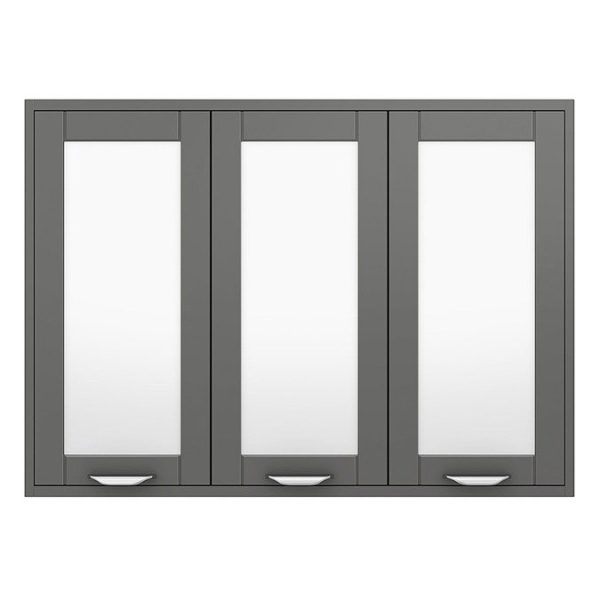 Keswick Grey 900mm Traditional Wall Hung 3 Door Mirror Cabinet - Image 3