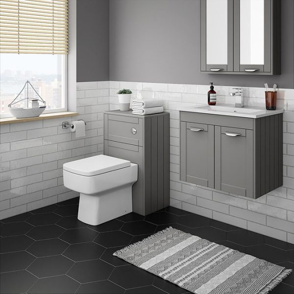 Keswick Grey 620mm Traditional Wall Hung 2 Door Vanity Unit - Image 4