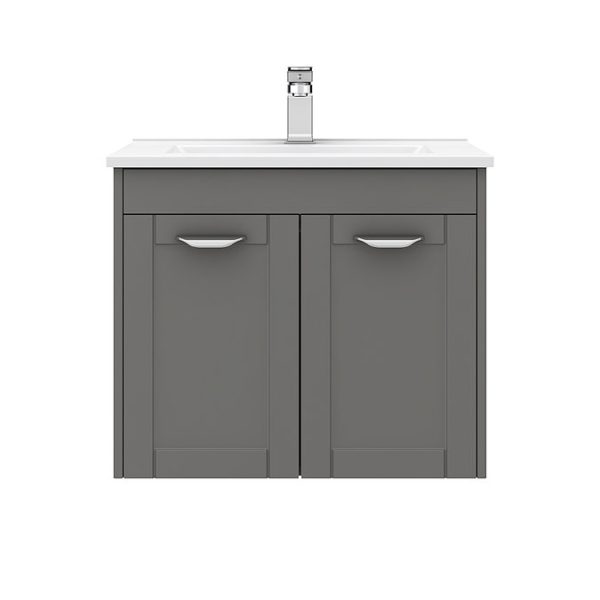 Keswick Grey 620mm Traditional Wall Hung 2 Door Vanity Unit - Image 5