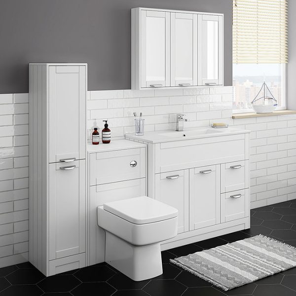 Keswick White 900mm Traditional Wall Hung 3 Door Mirror Cabinet - Image 2