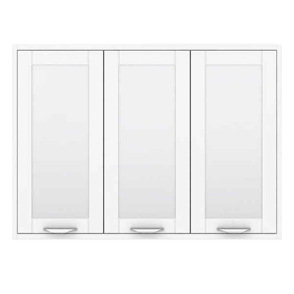Keswick White 900mm Traditional Wall Hung 3 Door Mirror Cabinet - Image 3