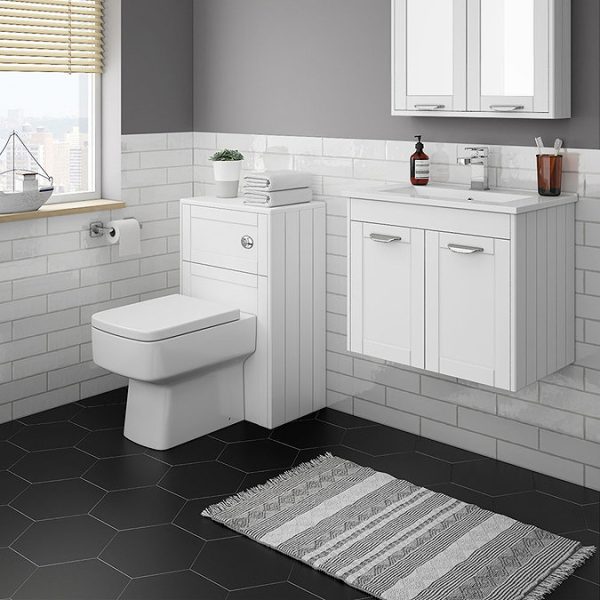 Keswick White 620mm Traditional Wall Hung 2 Door Vanity Unit - Image 4