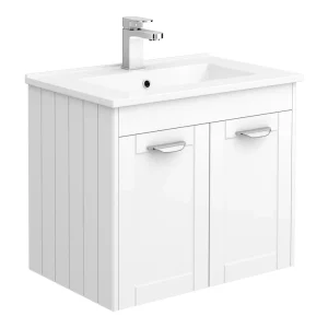 Keswick White 620mm Traditional Wall Hung 2 Door Vanity Unit