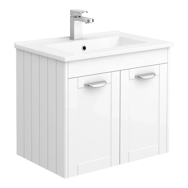 Keswick White 620mm Traditional Wall Hung 2 Door Vanity Unit