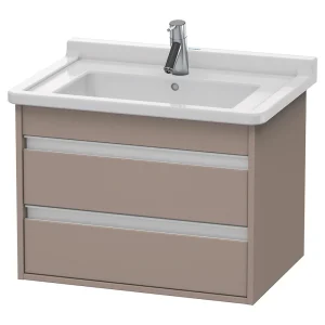 Duravit Ketho 650mm 2 Drawer Wall Mounted Vanity Unit with Starck 3 Basin   Basalt Matt