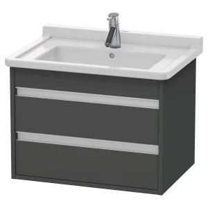 Duravit Ketho 650mm 2 Drawer Wall Mounted Vanity Unit with Starck 3 Basin   Graphite Matt