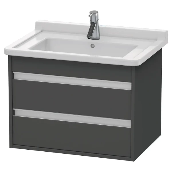 Duravit Ketho 650mm 2 Drawer Wall Mounted Vanity Unit with Starck 3 Basin   Graphite Matt
