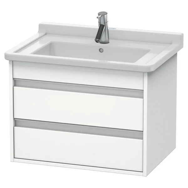 Duravit Ketho 650mm 2 Drawer Wall Mounted Vanity Unit with Starck 3 Basin   White Matt
