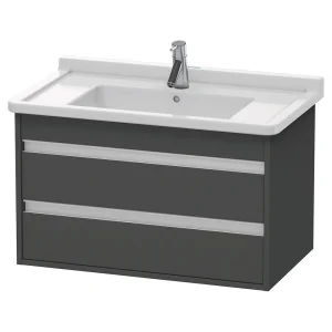 Duravit Ketho 800mm 2 Drawer Wall Mounted Vanity Unit with Starck 3 Basin   Graphite Matt