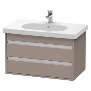 Duravit Ketho 800mm 2 Drawer Wall Mounted Vanity Unit with D Code Basin   Basalt Matt