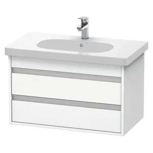 Duravit Ketho 800mm 2 Drawer Wall Mounted Vanity Unit with D Code Basin   White Matt