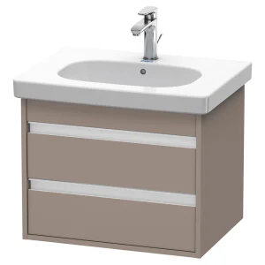 Duravit Ketho 600mm 2 Drawer Wall Mounted Vanity Unit with D Code Basin   Basalt Matt