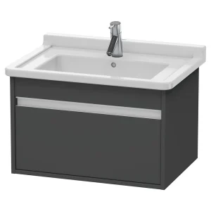 Duravit Ketho 800mm 1 Drawer Wall Mounted Vanity Unit with Starck 3 Basin   Graphite Matt