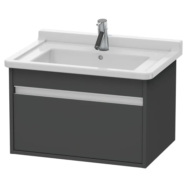 Duravit Ketho 800mm 1 Drawer Wall Mounted Vanity Unit with Starck 3 Basin   Graphite Matt