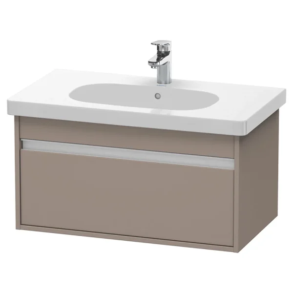 Duravit Ketho 800mm 1 Drawer Wall Mounted Vanity Unit with D Code Basin   Basalt Matt
