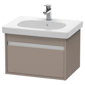 Duravit Ketho 600mm 1 Drawer Wall Mounted Vanity Unit with D Code Basin   Basalt Matt