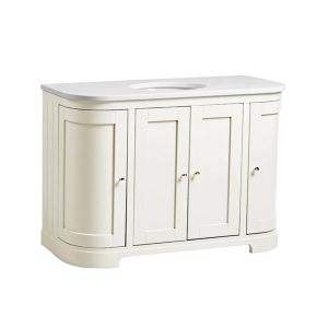 Tavistock Lansdown 1200mm Curved Vanity Unit with Arctic White Single Basin Worktop   Linen White